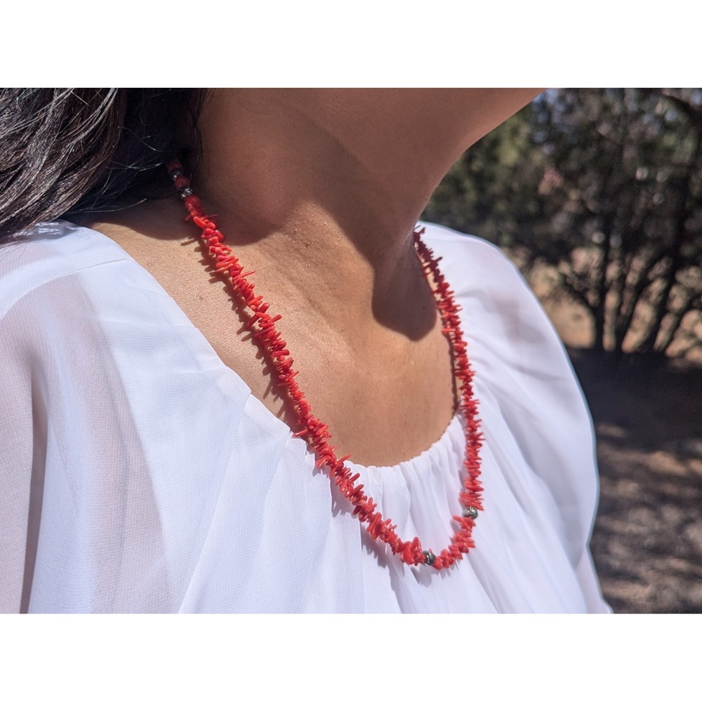 Vintage Navajo Handmade Necklace‎ with Branch Coral Native American Jewelry ***